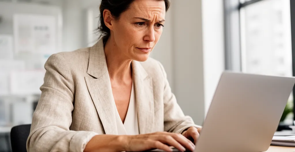 Responsable RH française consultant un écran d'ordinateur pour gérer les documents sécurité